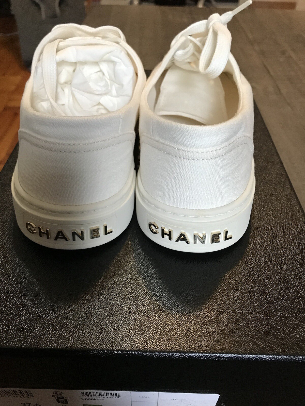 Size 7.5 - Chanel Sneaker White Black W image 4