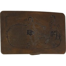 Brass Tennis Ball Play Racket Game Player Wimbledon 1970s Vintage Belt Buckle