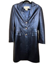 Women’s Escada Napa Lambskin Coat/jacket/trenchcoat Pearlized Blue Size 40