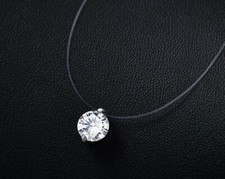 Durchsichtige Halskette mit Edelstein Kristall Zirkonia Silber Kette Anhänger 