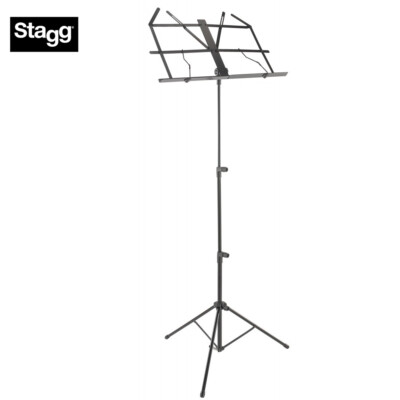 Stagg MUSQ2 Foldable 3 Section Durable Black Music Stand with Bag