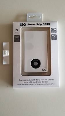 igo power trip 3000 white portable battery 3000mAh 1amp charger NIB