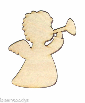 Bugle Angel Unfinished Flat Wood Shape Cut Out Variety Szs BA8700