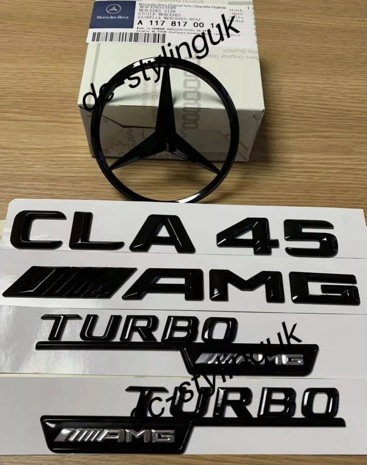 MERCEDES-BENZ Gloss Black Rear Boot Star Badge & Emblems for Mercedes CLA45 AMG W117