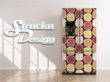 Abstract Square Tile Pattern Orange Fridge Freezer Wrap Side Door Vinyl Decal