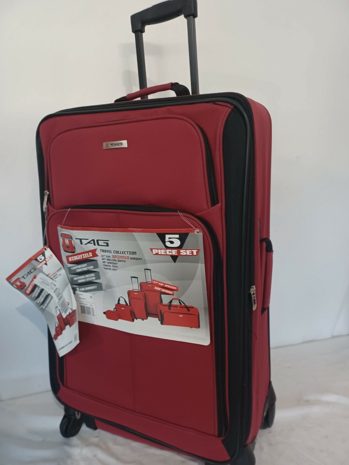 300 TAG Ridgefield Red 5 PC Luggage Set Expandable Suitcase Lightweight 618842412662 eBay