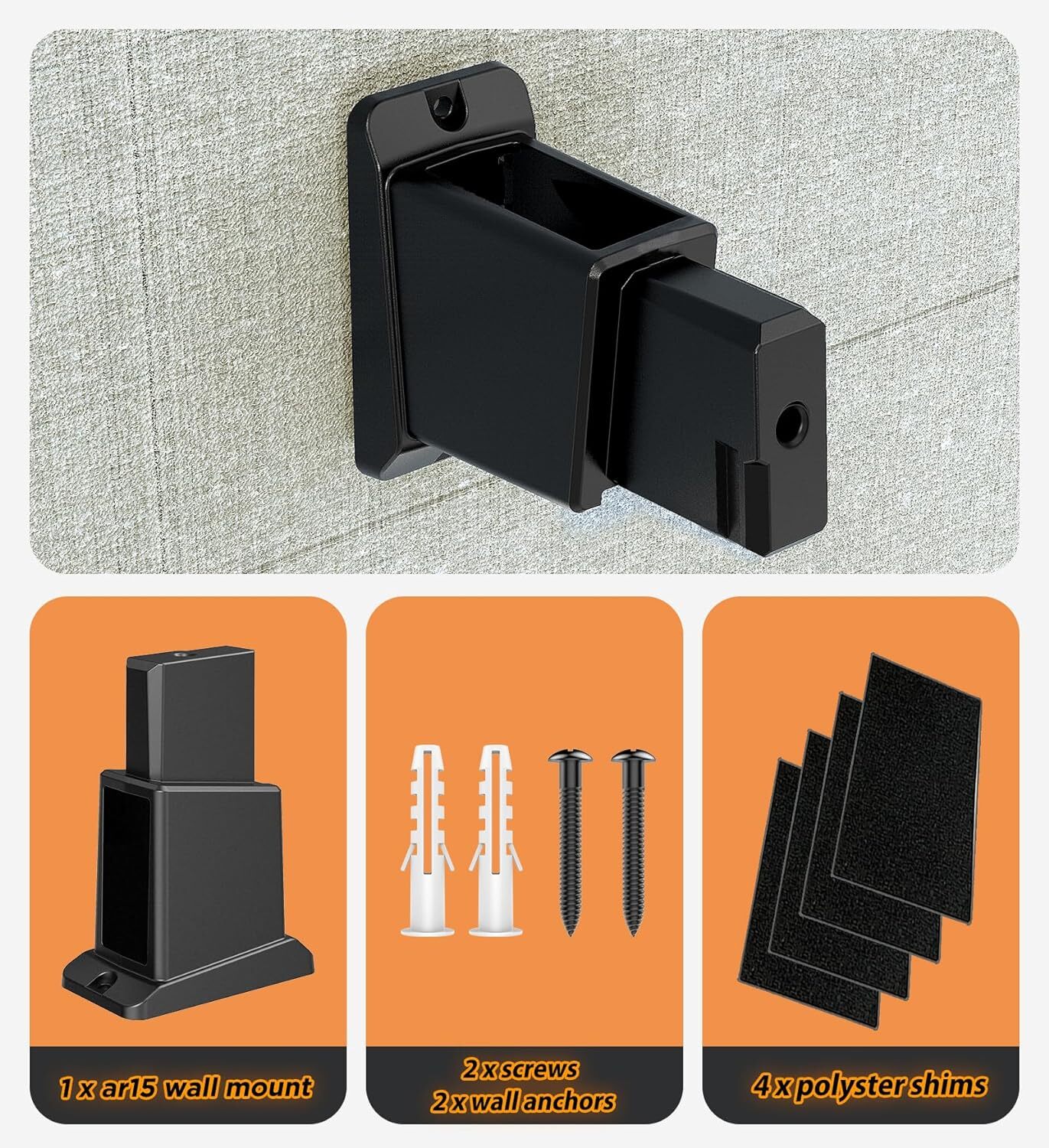 Gun Wall Mount Display with Mag Holder,Vertical Wall Rack for Rifle 223/5.56-image