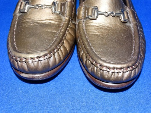 SAS SHOES 5 M WOMENS METRO LEATHER BRONZE SILVER BIT LOAFER SEE ALL PHOTOS - Picture 3 of 6