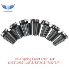 7Pcs ER11 Spring Collet 1/16"-1/4" For CNC Milling Lathe Tool Workholding