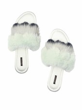 Victoria's Secret Faux Fur Slides Slippers Sandals Mint Green NWT RARE 