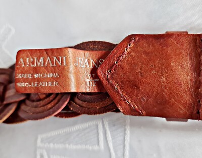 VINTAGE AUTHENTIC ITALY ARMANI JEANS LOGO BURGUNDY LEATHER  display picture 1