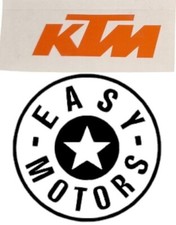 COPPIA ADESIVI STICKERS CM.20X60 PRESPAZIATI SCRITTE KTM ARANCIONE CARENE MOTO