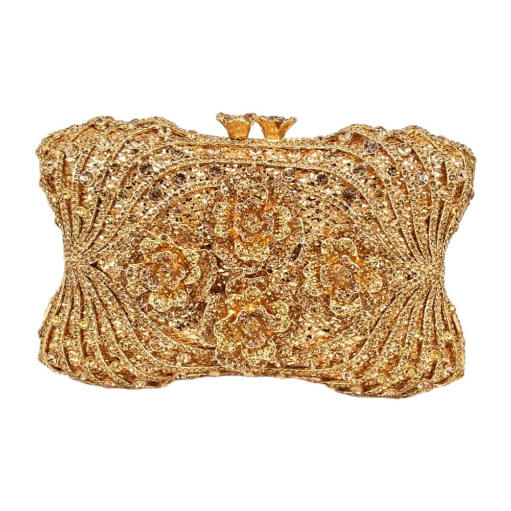Luxury Women Flower Crystal Evening Bag Rhinestone Clutch Unique Flower Handbag