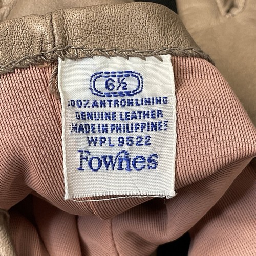 Vintage Fownes Tan Leather Gloves Lined Women’s Size 6.5 WPL 9522 - Picture 6 of 8
