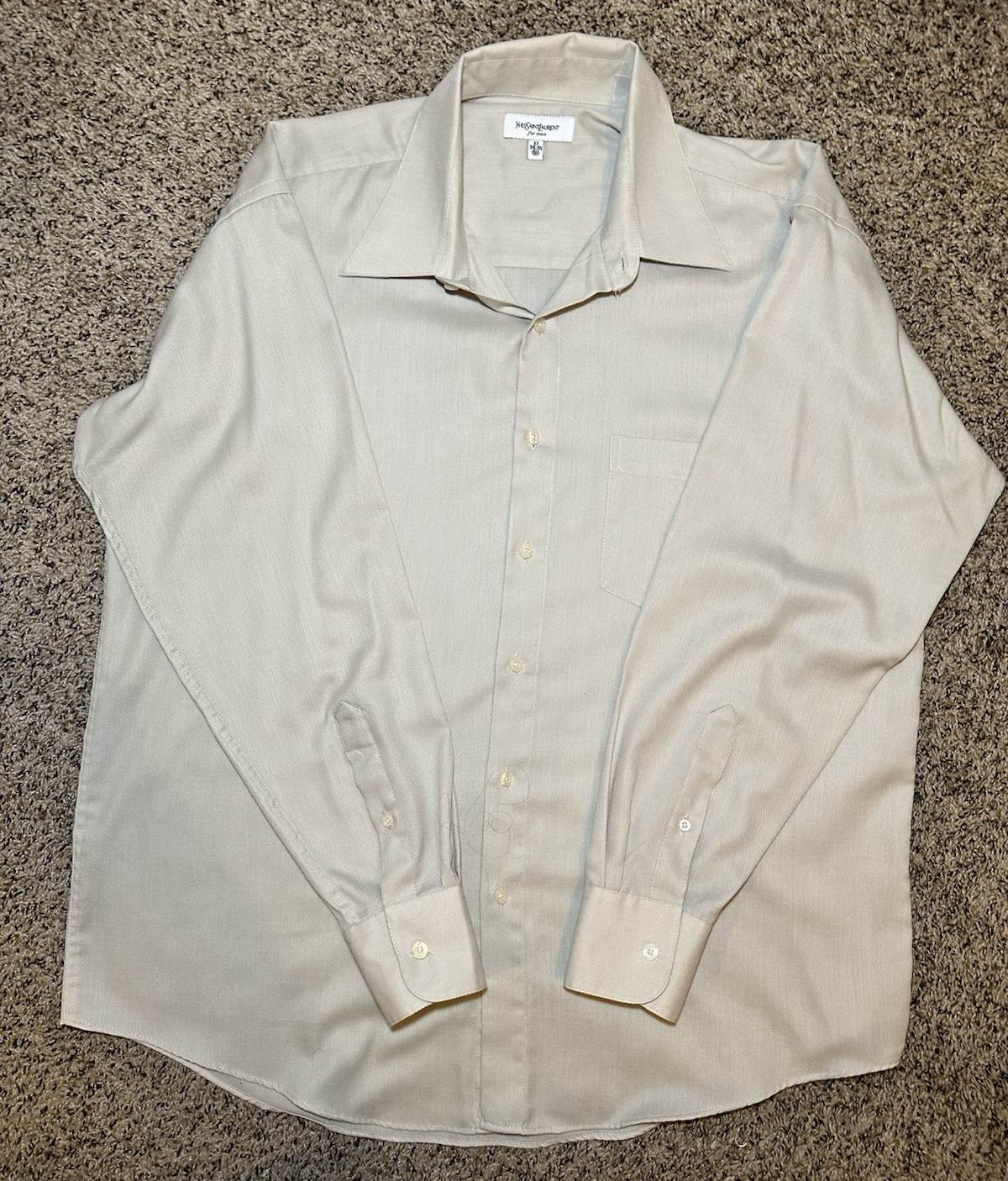 YVES SAINT LAURENT camicia elegante manica lunga abbottonata cemento marrone uomo 17 34 35