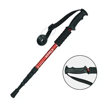 Anti-shock Walking Hiking Stick 4 Section Retractable Adjustable Trekking Stick