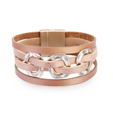 Bohemian PU Leather Bracelet Multi Layer Fashion Wrap Bangle Jewelry for Women