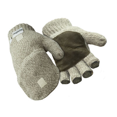 RefrigiWear Insulated Ragg Wool Convertible Mitten Fingerless Gloves
