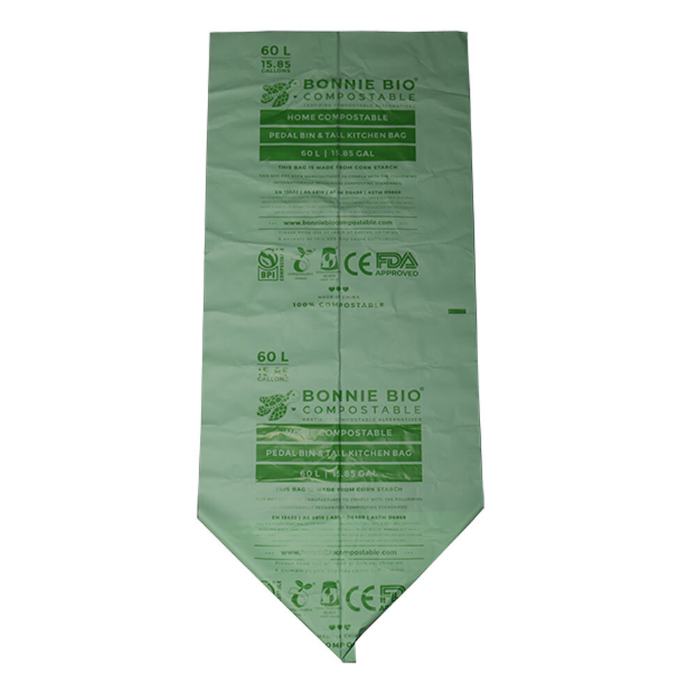60x Bonnie Bio 60L Green Compostable Pedal Bin & Tall Kitchen/Garbage