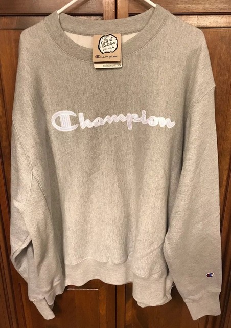 grey and white champion sweatshirt