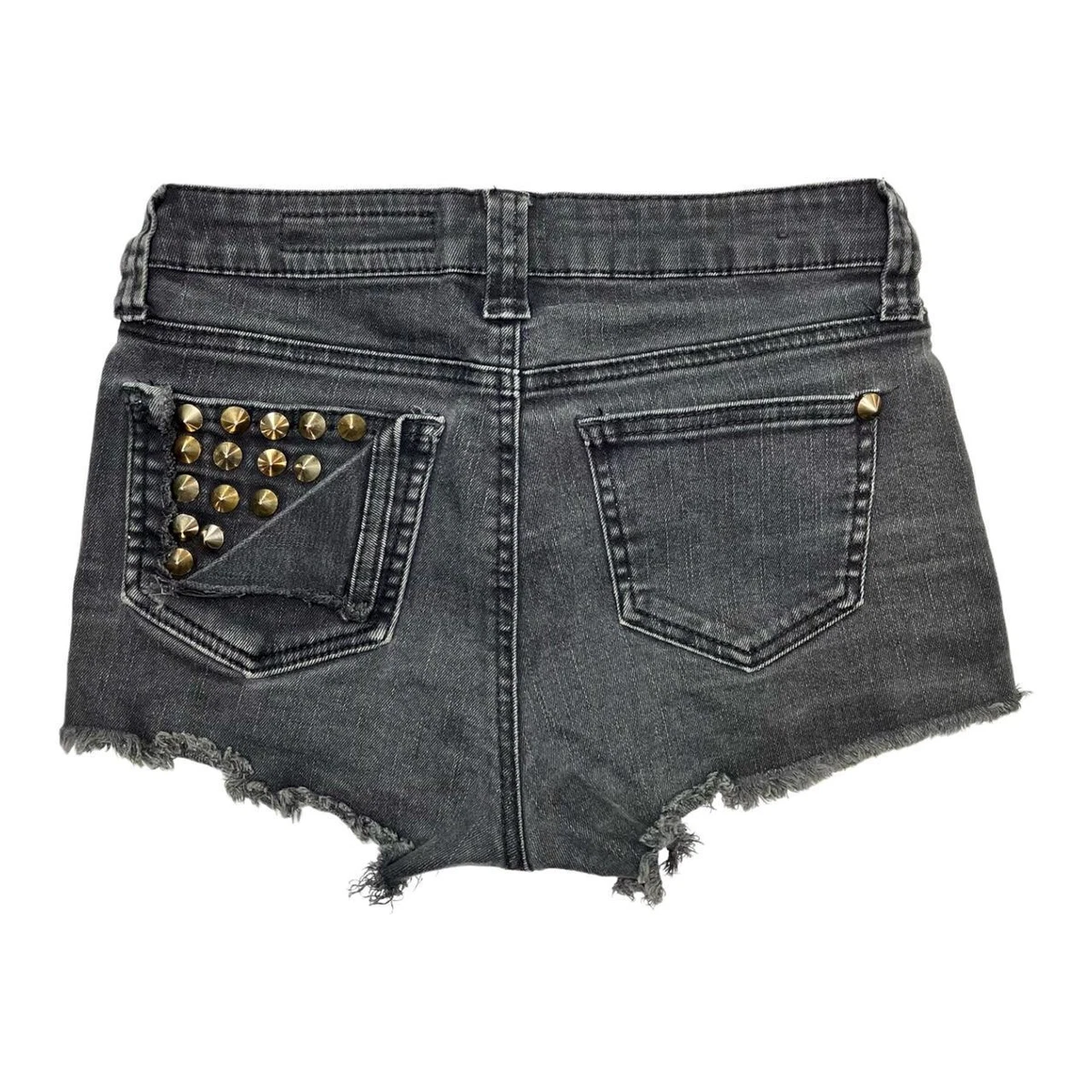 Love Culture Grunge Punk Spiked Faded Distressed Denim Shorts