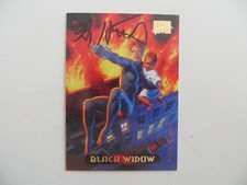 1994 MARVEL MASTERPIECES BLACK WIDOW CARD SIGNED GREG HILDEBRANDT, COA  POA