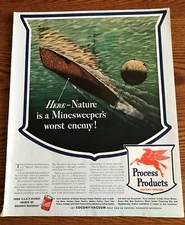 Mine Sweeper and Deadly Water Mine    WWII Ad