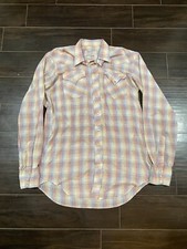 Vintage 70s H Bar C Pearl Snap Western Shirt Beautiful Colors Sz XL Mr. Tall 16