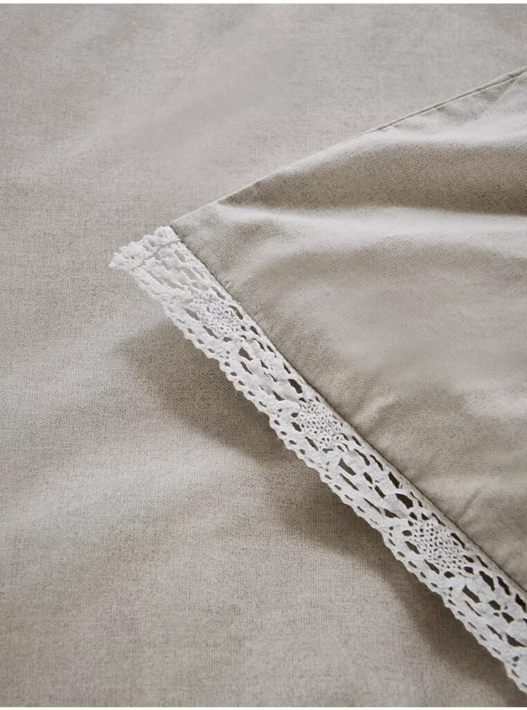 Home Natural Textured Lace Trim Duvet Set Easy Care Double Size New P&P eBay