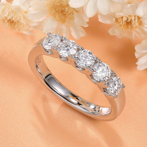 1.0Ct Row Moissanite Wedding Engagement 925 Sterling Silver Women's Ring Gift - Picture 1 of 9