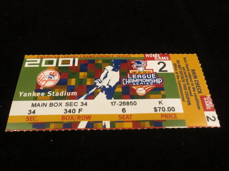 NY Yankees Seattle Mariners 2001 American League Championship Program+Tickt Stub - Image 4 of 4