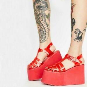 Ladies Jelly Gladiator Wedge Sandals Creeper Platform Nightclub Summer Shoes L 