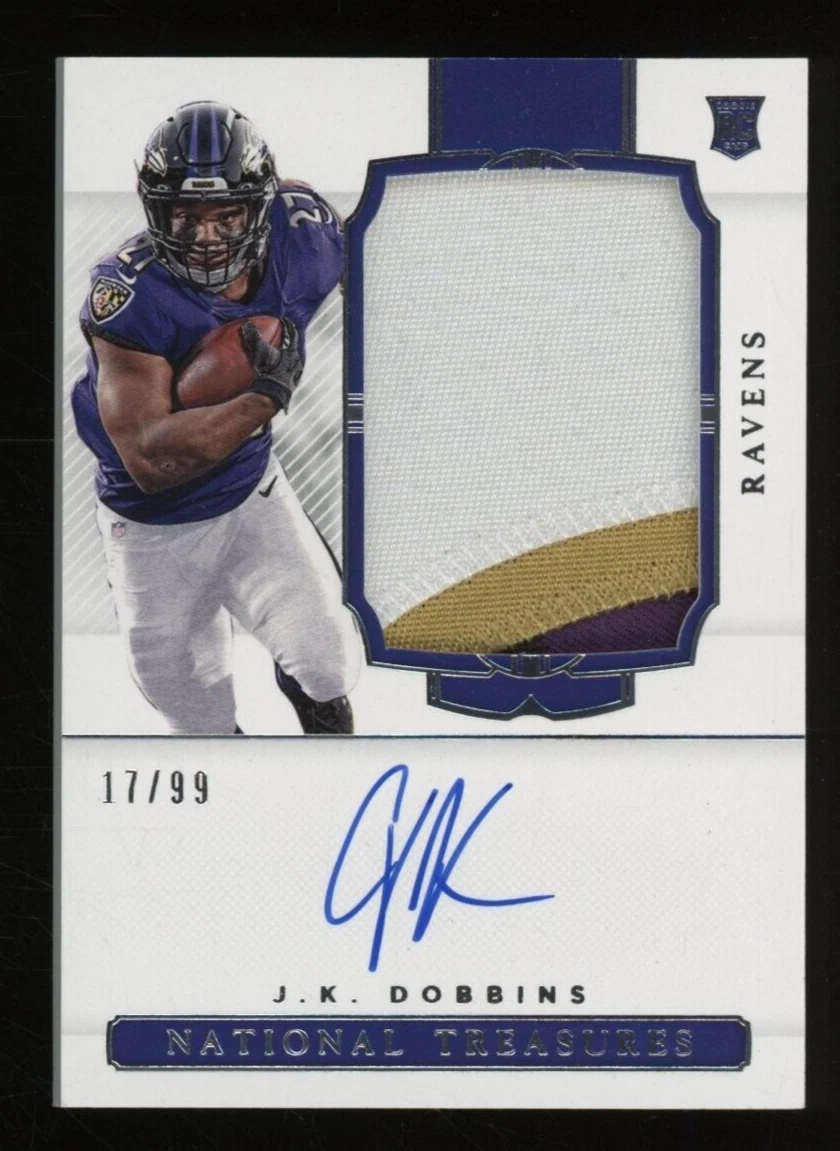 2020 National Treasures #167 J.K. Dobbins RPA RC Rookie Patch AUTO 17/99