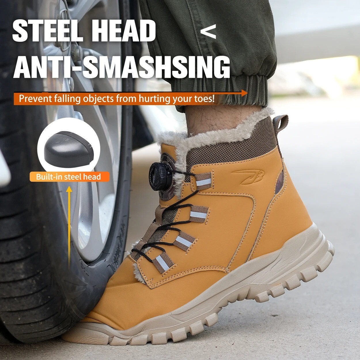 Chaussures de travail légères d'hiver avec isolation thermique et semelle crantée