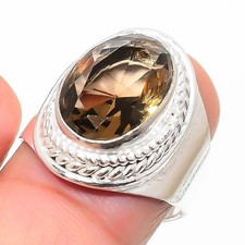 Smoky Quartz Gemstone Handmade 925 Sterling Silver All Size Ring For Gift