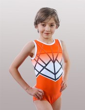 Celeste Orange N Black Sleeveless Tank Girls Gymnastics Leotard