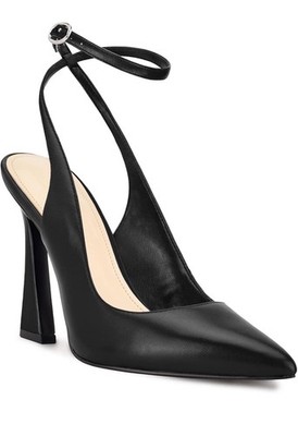 Women's black close toe ankle closure-heel leather new wedding  Party Size 9