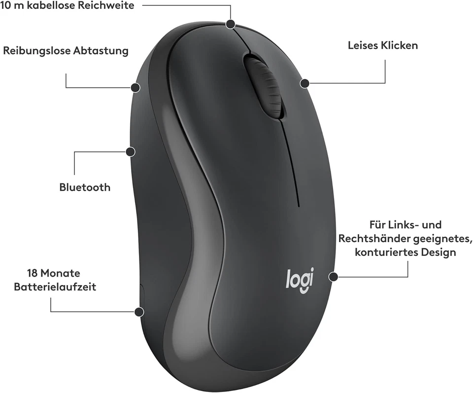Logitech M240 Silent Bluetooth Mouse, Wireless, Compact, Portable, Smooth Tracki - Image 3 of 4