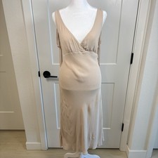 Reformation Nude Champagne Dress Women’s Size 10 Backless Tie Straps Midi Dress 