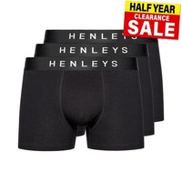 Henleys 3Er Pack Herren Designer Boxer Shorts Baumwolle Schwarz