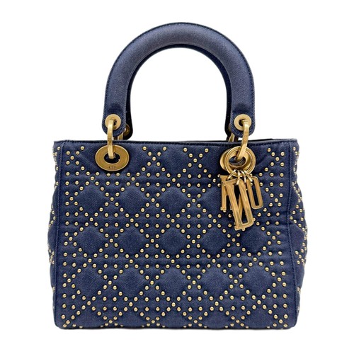 DIOR Medium Lady Dior Cannage Blue Denim Two Way Bag