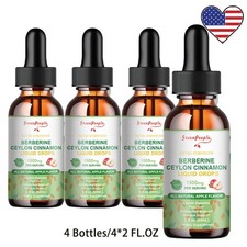 4 Pack Ceylon Cinnamon Berberine1500mg Liquid Drops Supplement with Bitter Melon