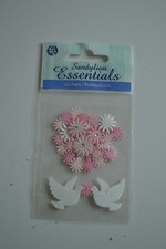 Sandylion Essentials, Stickers, Heart and Doves, Pink  White