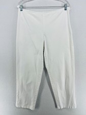EILEEN FISHER Pants M Organic Cotton Stretch Twill Tapered Ankle Side Zip White