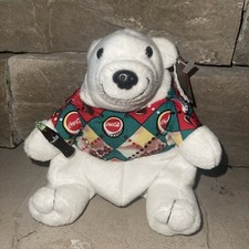 Vintage Coca-Cola Polar Bear in Argyle Shirt 1997 Plush Bean Bag Style 0131