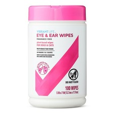 Vibrant Life Dog  Cat Eye  Ear Wipes, Plant-Based Fragrance Free 100 Wipes