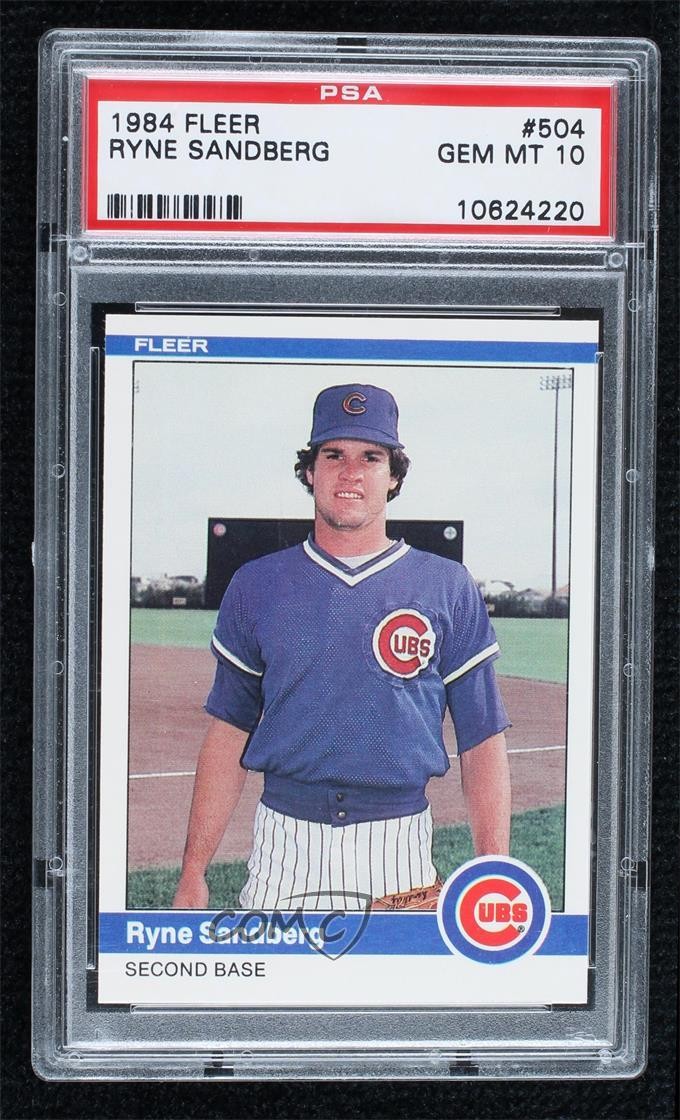 1984 Fleer Ryne Sandberg #504 PSA 10 GEM MT HOF sq1
