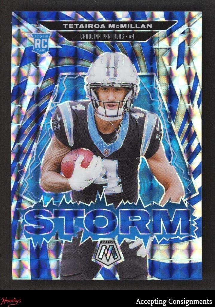 2025 Panini Mosaic Storm Mosaic Blue Tetairoa McMillan RC Rookie 96/99 PANTHERS