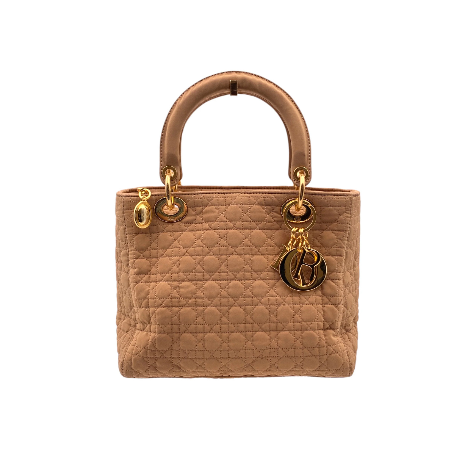 Borsa Tote Christian Dior Vintage in Tessuto Trapuntato Beige Cannage Lady Dior