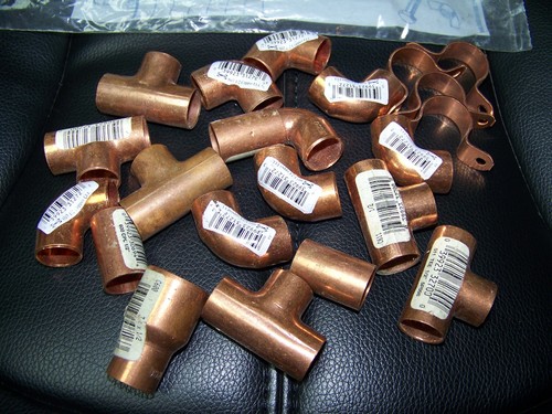Lot of 1/2" Copper Sweat Fittings Tee's , 90 Degree Elbows, Couplers